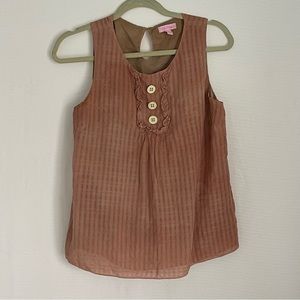 Lilly Pulitzer 3 button preppy silk& cotton blend tank